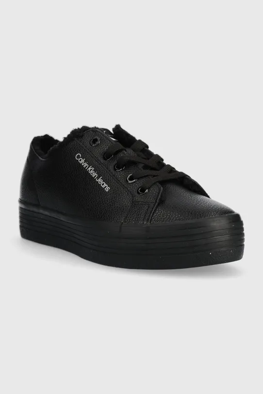 Calvin Klein Jeans sneakersy skórzane Vulc Flatform Laceup Low YW0YW00819.BDS czarny AW22