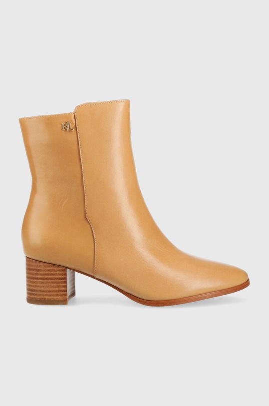 Lauren Ralph Lauren botki skórzane Wendey słupek beżowy 802871302003.101