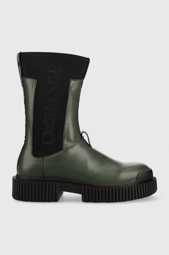 Kožené kotníkové boty Armani Exchange textilní zelená XDN025.XV630.00740