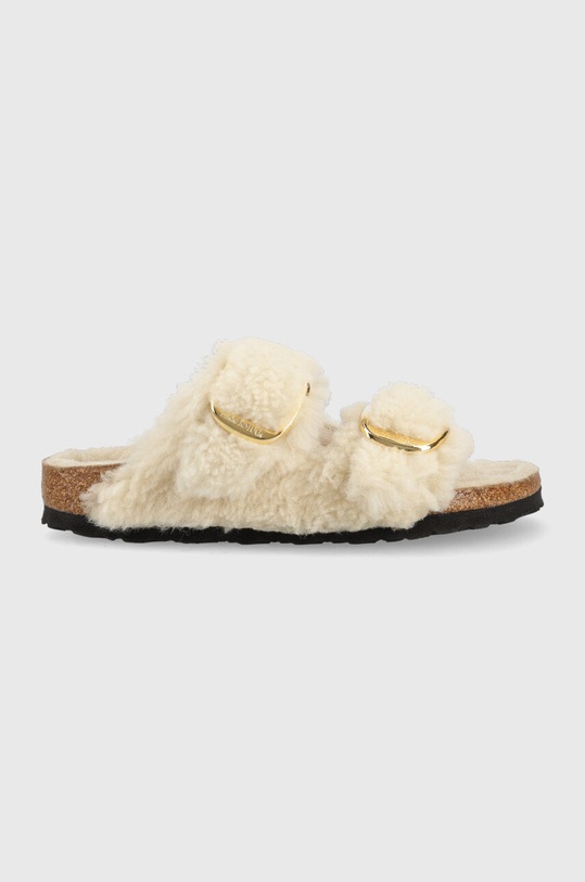 Birkenstock klapki wełniane ARIZONA BB SHEARLING tekstylny szary 1023130.TEDDY