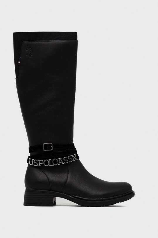 U.S. Polo Assn. bőr csizma Beggy magas fekete BEGGY008W.BL1.BLK