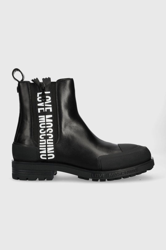 Love Moschino sztyblety skórzane płaski czarny JA21104G1FIA0000