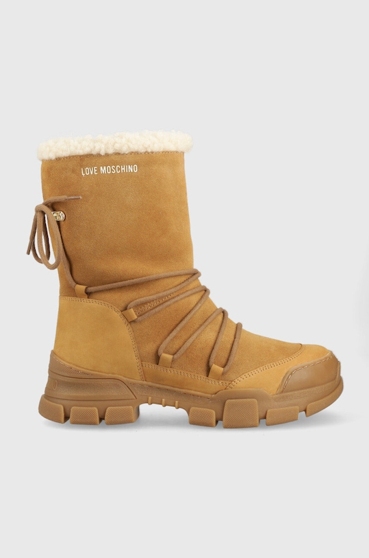 Love Moschino cizme de zapada din piele intoarsa izolat bej JA15904H0FIP220A