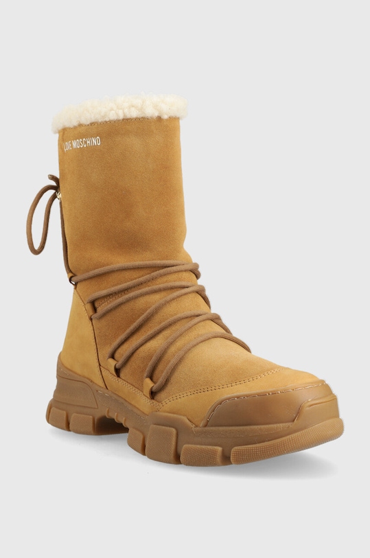 Love Moschino cizme de zapada din piele intoarsa JA15904H0FIP220A bej AW22