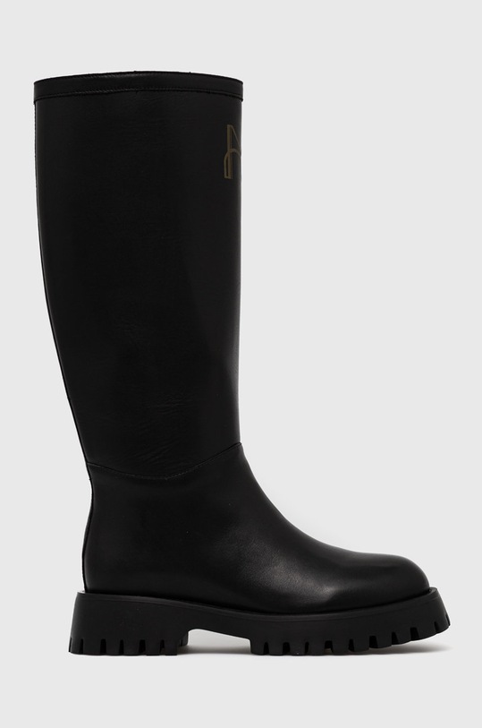 Δερμάτινες μπότες Miss Sixty φλατ μαύρο 6W3QJ8640000