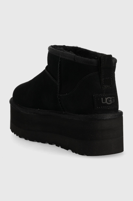 Încălțăminte UGG cizme de zăpadă din piele întoarsă W Classic Ultra Mini Platform 1135092.BLK negru