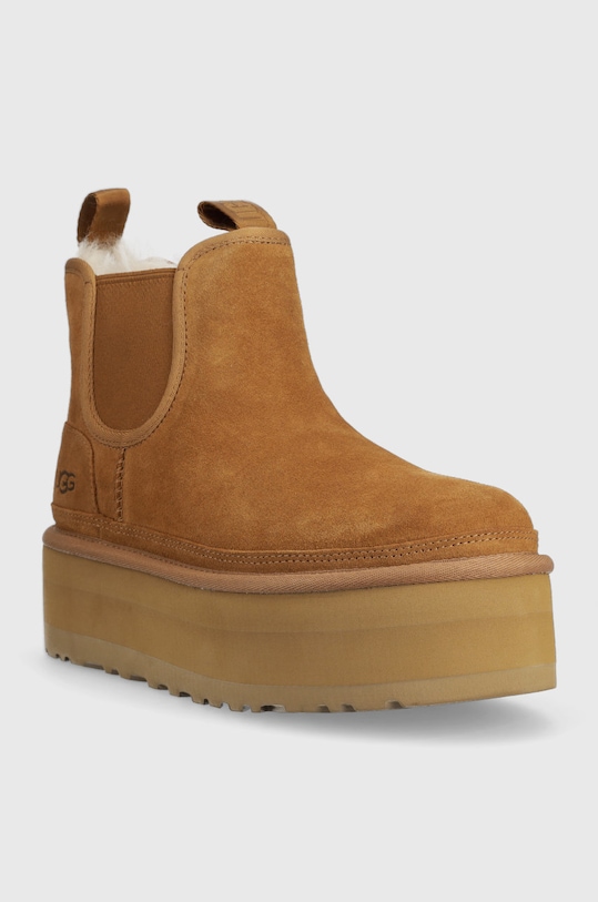 UGG sztyblety zamszowe W Neumel Platform Chelsea 1134526.CHE brązowy AW24