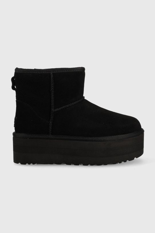 UGG śniegowce skórzane Classic Mini Platform tekstylny czarny 1134991.BLK