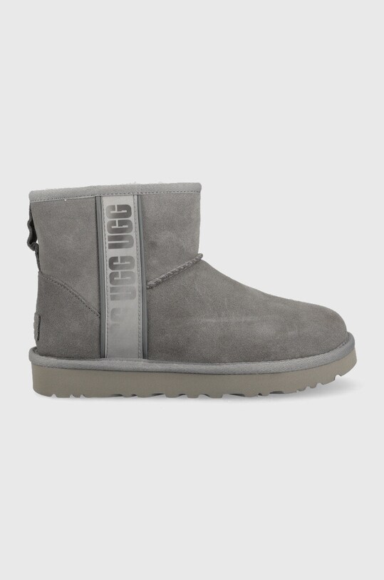 Semišové snehule UGG W Classic Mini Slide Logo II zateplené sivá 1134962.LGH