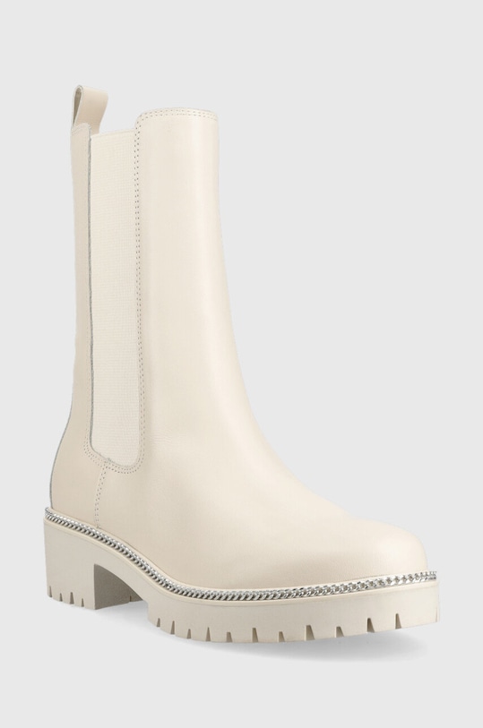 Guess sztyblety skórzane FL8IBB.LEA10.CREAM beżowy AW22