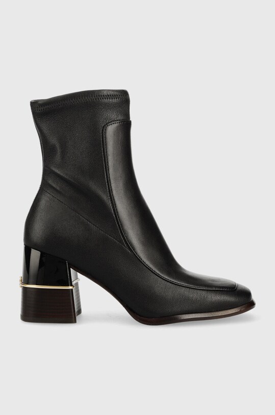 Tory Burch botki skórzane Multi Logo słupek czarny 142203.006