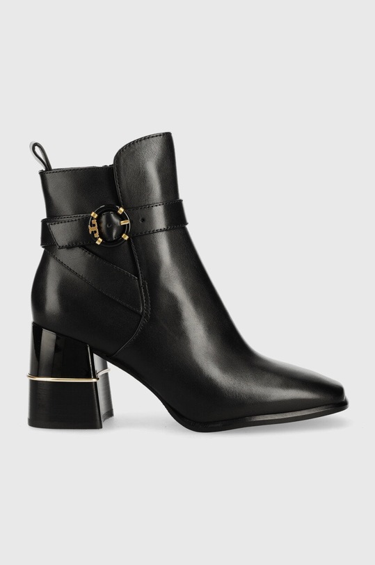 Tory Burch botki skórzane Multi Logo słupek czarny 143326.006
