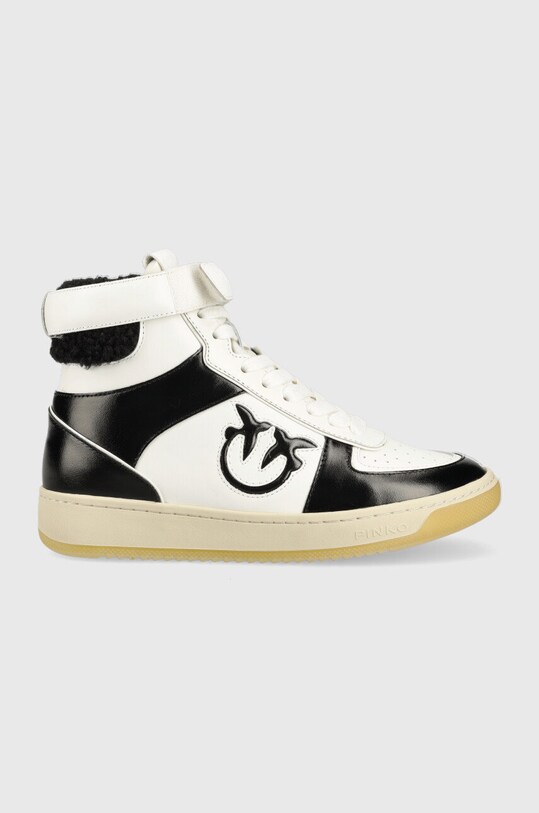 Sneakers boty Pinko Midi Basket Hi imitace kůže bílá 1H214T.A08U.ZZ1