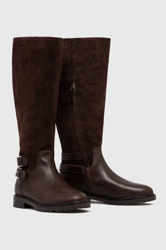 Lauren Ralph Lauren csizma velúrból Burncalf Emelie 802875299003.200 barna AW22
