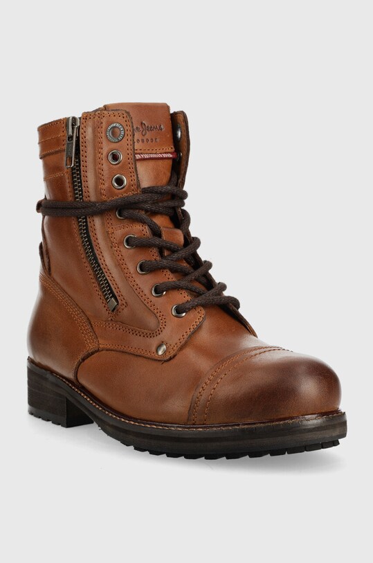 Pepe Jeans botki skórzane PLS50475.859 brązowy AW22