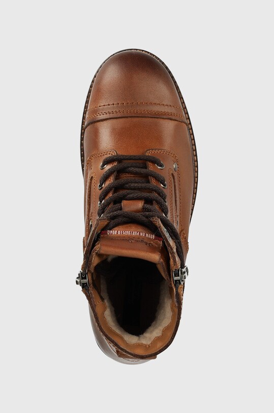 Pepe Jeans botki skórzane brązowy PLS50475.859