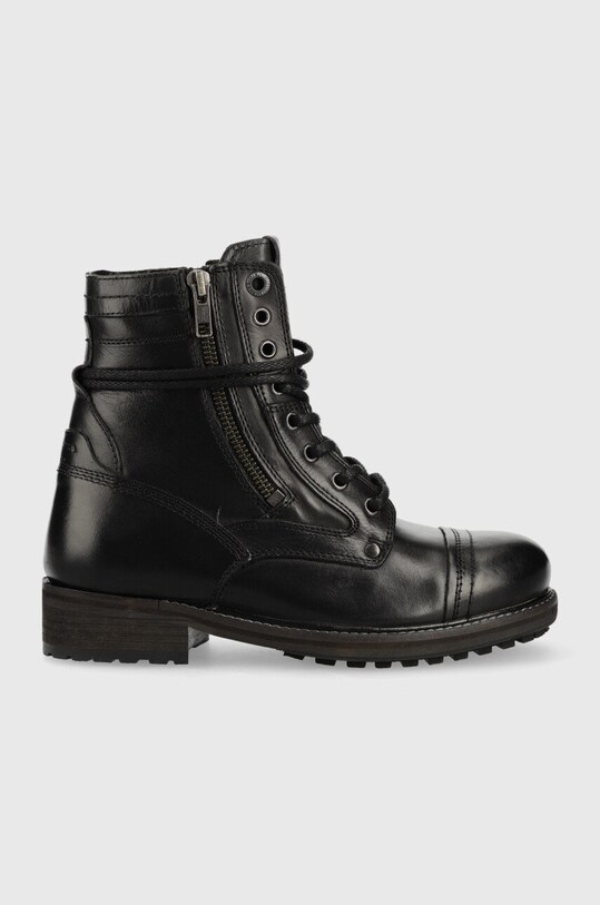 Pepe Jeans botki skórzane płaski czarny PLS50475.999