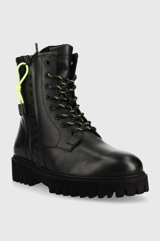 Pepe Jeans cizme de piele Trucker Laces W PLS50451.999 negru AW22