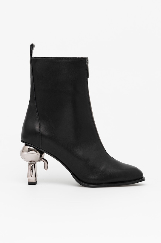 Kožené kotníkové boty Karl Lagerfeld Ikon Heel nezateplené černá KL39040.000