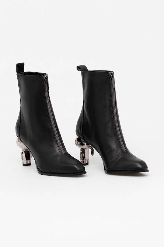 Kožené kotníkové boty Karl Lagerfeld Ikon Heel KL39040.000 černá AW22