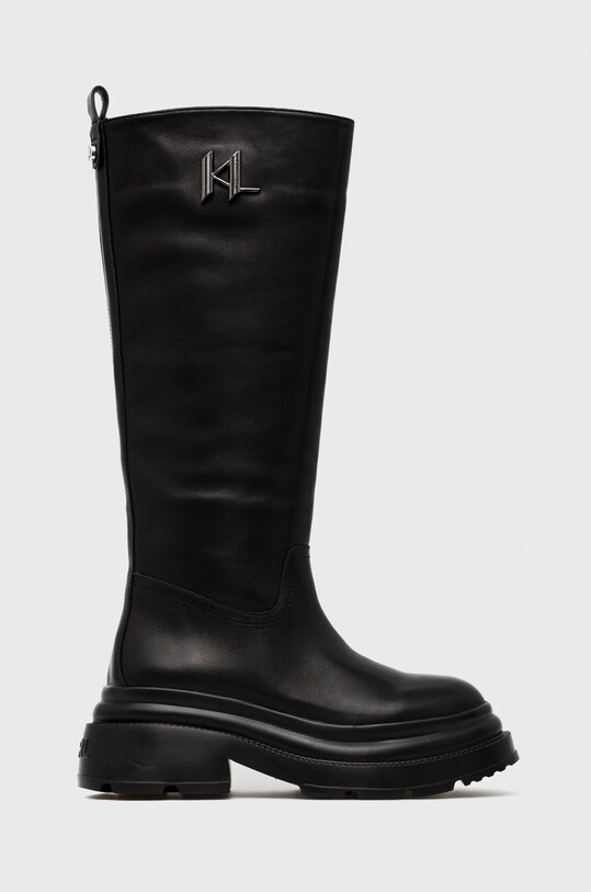 Шкіряні чоботи Karl Lagerfeld Danton злегка утеплена чорний KL45090.000