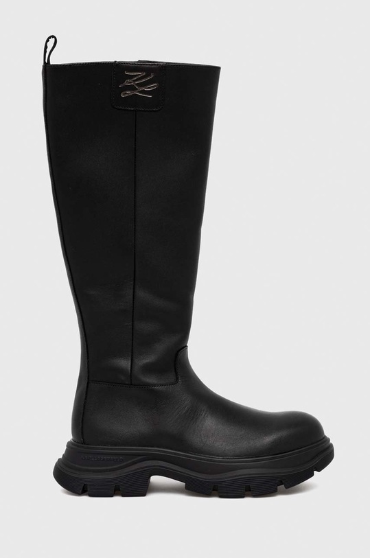 Kožené kozačky Karl Lagerfeld Luna Ii přírodní kůže černá KL42995.000