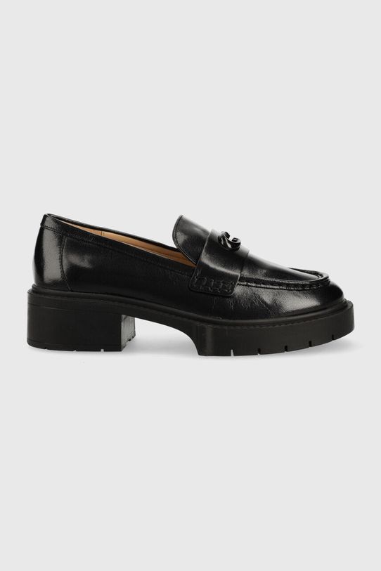 Δερμάτινα μοκασίνια Coach Leah Loafer ίσια πλατφόρμα μαύρο CB990.BLK