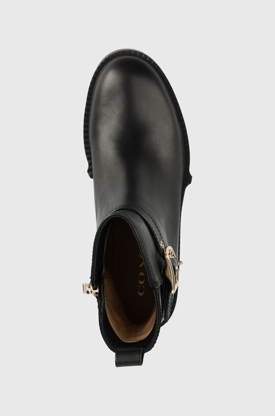 Кожаные полусапожки Coach Lacey Leather Bootie чёрный CB995.BLK