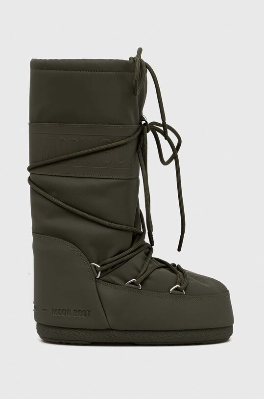 Moon Boot śniegowce Icon Rubber imitacja skóry licowej zielony 14027600.KHAKI