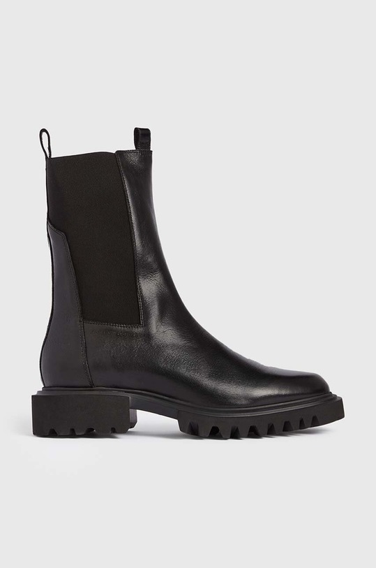 Kožené kotníkové boty AllSaints nezateplené černá WF090Y
