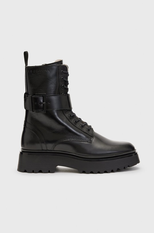AllSaints workery skórzane Onyx płaski czarny WF584X