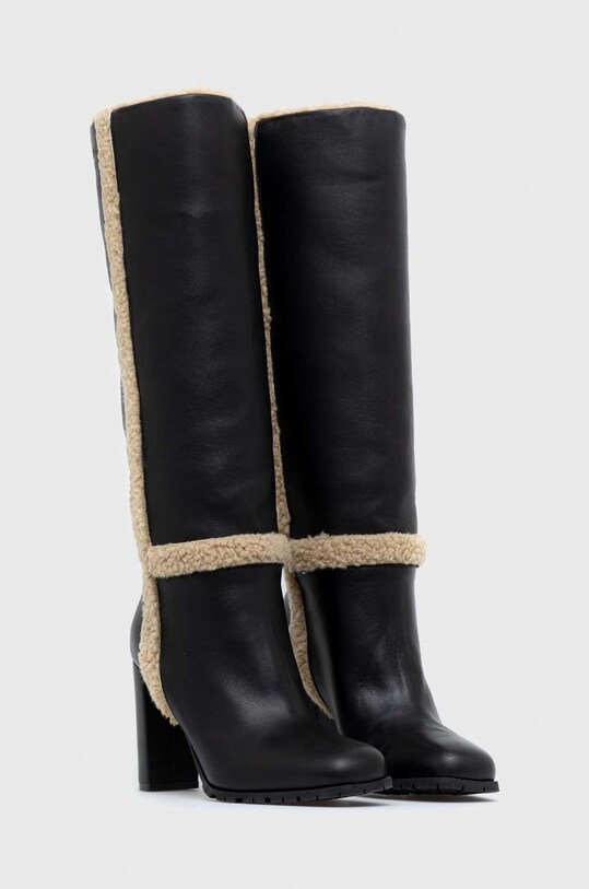 BOSS bőr csizma Scarlet 50481487.001 fekete AW22