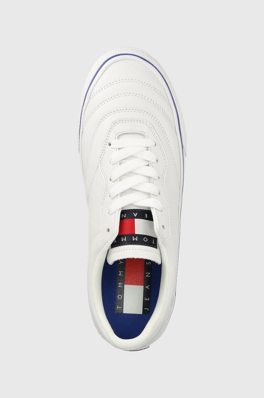 Tommy Jeans sneakers din piele Leather Soccer Vulc alb EM0EM01026.YBR