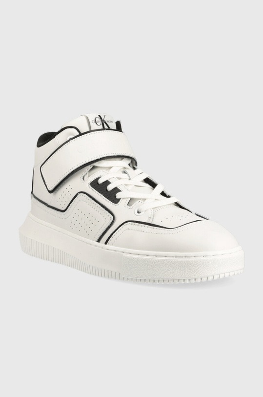 Calvin Klein Jeans sneakersy skórzane Chunky Cupsole Laceup Mid YM0YM00426.0K4 biały AW22