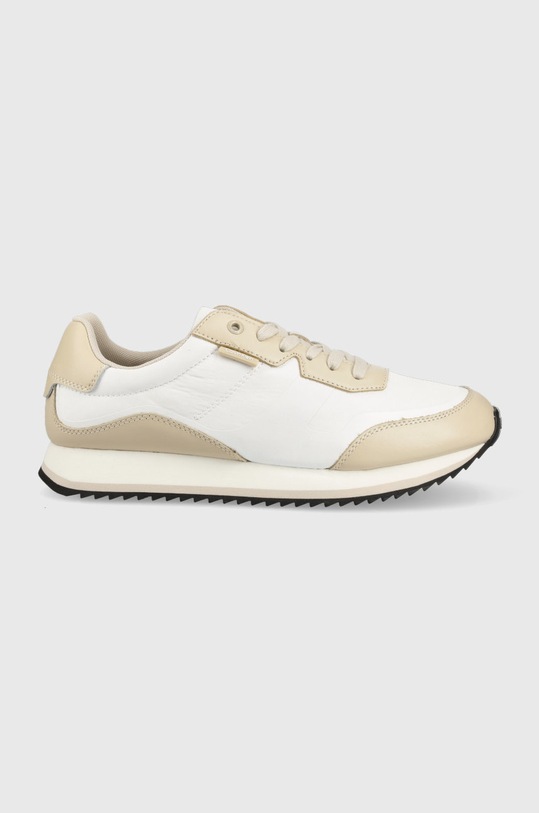 Sneakers boty Calvin Klein Low Top Lace Up přírodní kůže béžová HM0HM00551.0K6