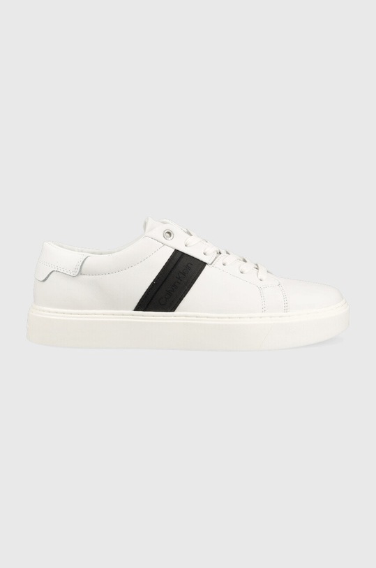 Kožené sneakers boty Calvin Klein Low Top Lace Up Planet friendly bílá HM0HM00621.0K5
