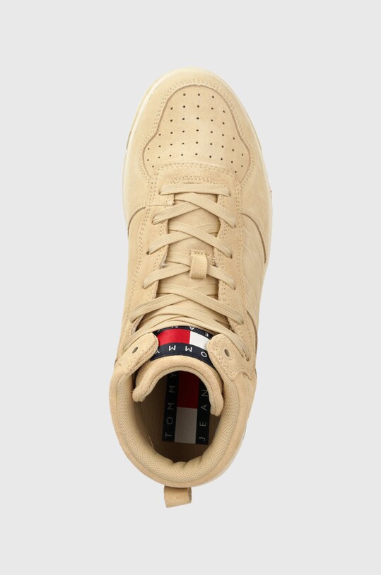 Semišové sneakers boty Tommy Jeans Suede Basket Midcut béžová EM0EM01072.AB4
