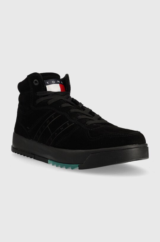 Semišové sneakers boty Tommy Jeans Suede Basket Midcut EM0EM01072.BDS černá AW22