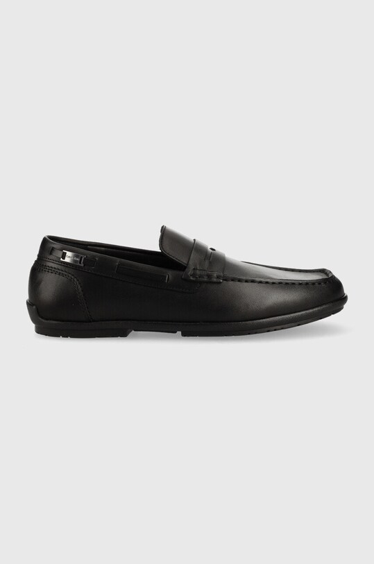 Calvin Klein mokasyny skórzane Logo Hw Driver skóra licowa czarny HM0HM00654.BEH