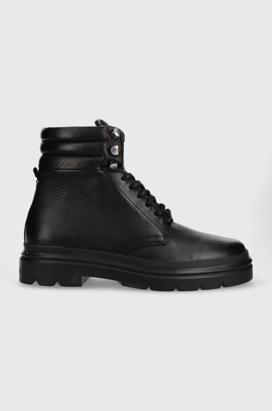 Δερμάτινες μπότες πεζοπορίας Calvin Klein Combat Boot Pb Lth λείο δέρμα μαύρο HM0HM00667.BEH