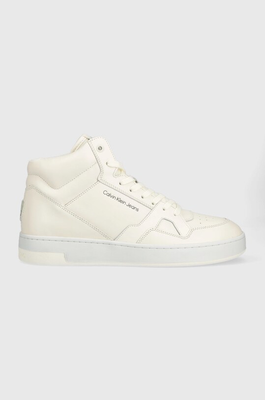 Kožené sneakers boty Calvin Klein Jeans Planet friendly bílá YM0YM00498.01V