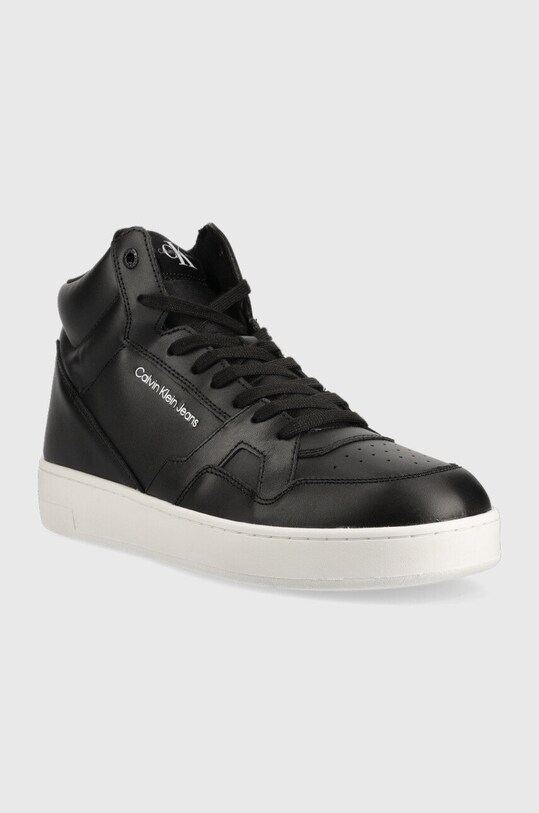 Usnjene superge Calvin Klein Jeans Basket Cups Laceup High YM0YM00498.BDS črna AW22