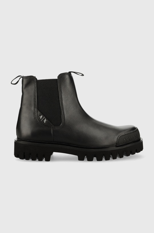Armani Exchange bőr bokacsizma textil fekete XUM009.XV617.00002