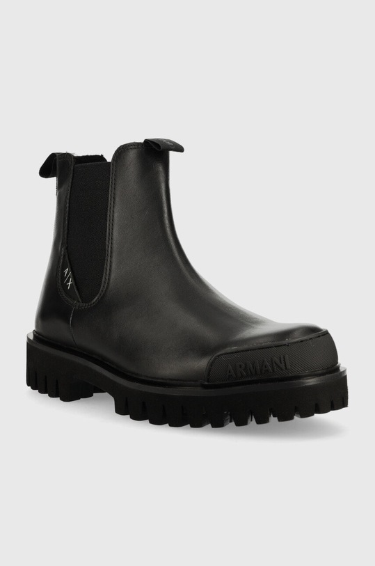 Armani Exchange bőr bokacsizma XUM009.XV617.00002 fekete AW22