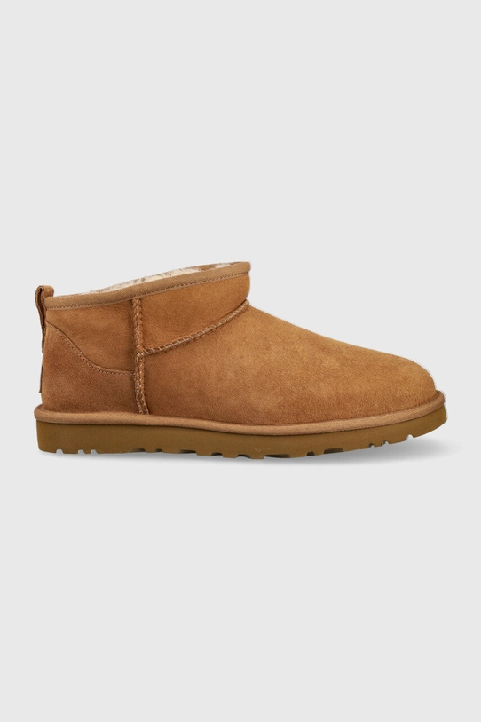 UGG stivali da neve in camoscio Classic Ultra Mini isolamento sintetico marrone 1137391.CHE