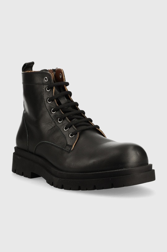 Guess trapery skórzane FM8PIS.LEA10.BLACK czarny AW22