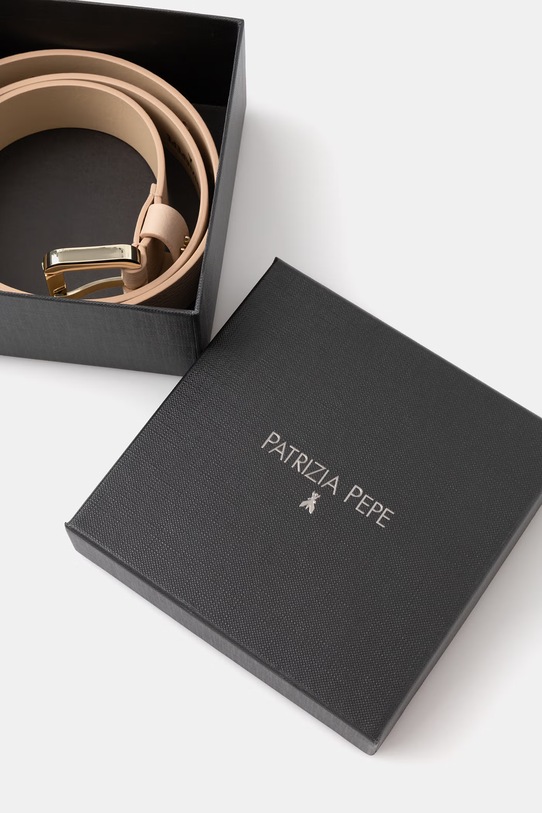 Akcesoria Patrizia Pepe pasek damski skórzany CW8684.L001 beżowy