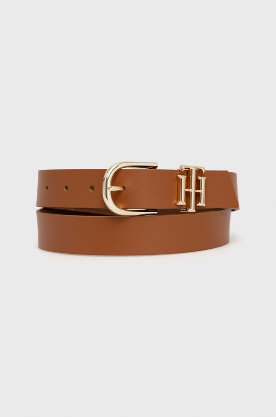 Δερμάτινη ζώνη Tommy Hilfiger καφέ AW0AW13967.9BYY