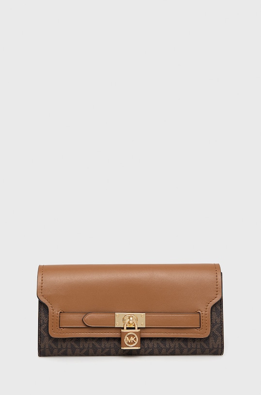 Novčanik MICHAEL Michael Kors imitacija zrnate kože smeđa 34T2G9HE7B