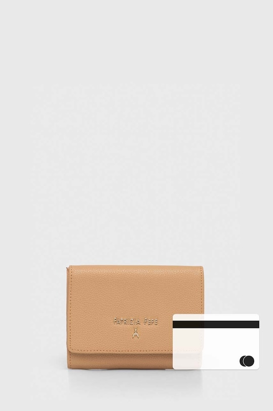 Kožená peněženka Patrizia Pepe béžová CQ7081.L001